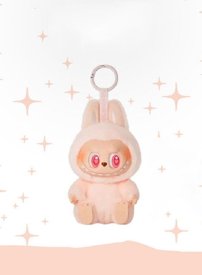 Second-Generation Sit-Down Party Series - Labubu - Vinyl Plush Toy (Shy Style),Pink Doll Trendy Pendant Keychain,17 cm - Image 3