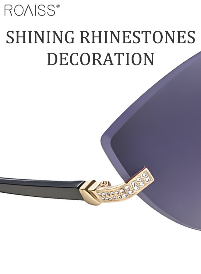 roaiss Women's Cat Eye Rimless Sunglasses, UV400 Protection Sun Glasses with Black Temples, Fashion Anti-glare Sun Shades for Women with Glasses Case, 57mm - Image 5