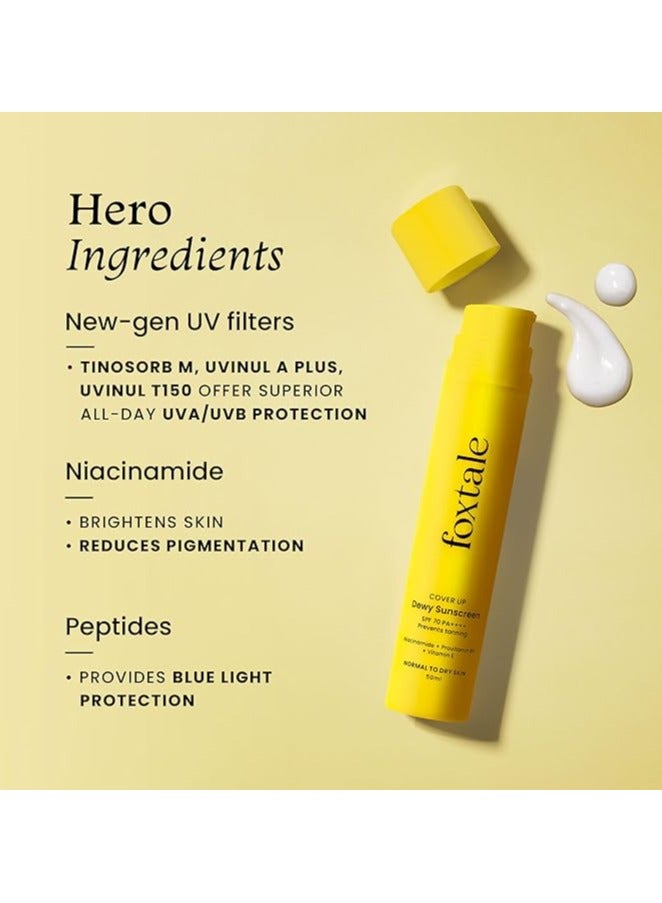 foxtale SPF 70 Niacinamide Dewy Sunscreen with PA++++ For Dewy Sun Protection|Prevents Tan|Lightenweight, Non Greasy, No White Cast|Anti-Tan Formula|For Men & Women|For all skin type,50 Ml - Image 4