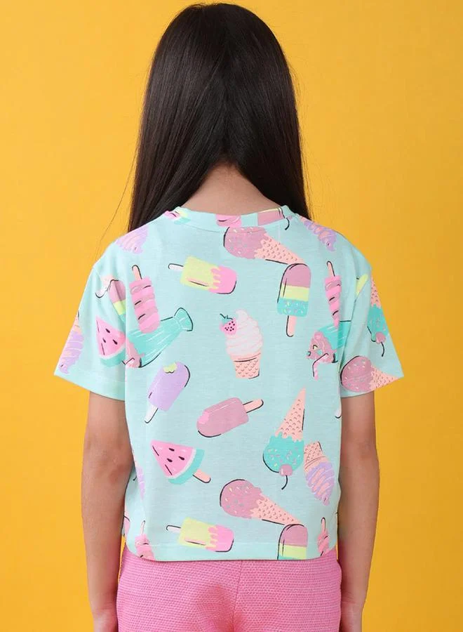 Anthrilo Ice Cream Print Round Neck T-Shirt by Styli