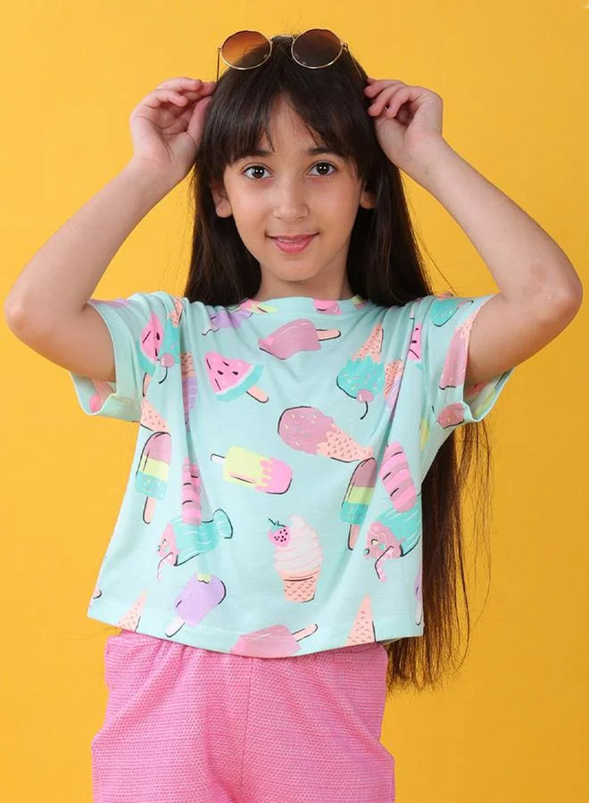 Anthrilo Ice Cream Print Round Neck T-Shirt by Styli