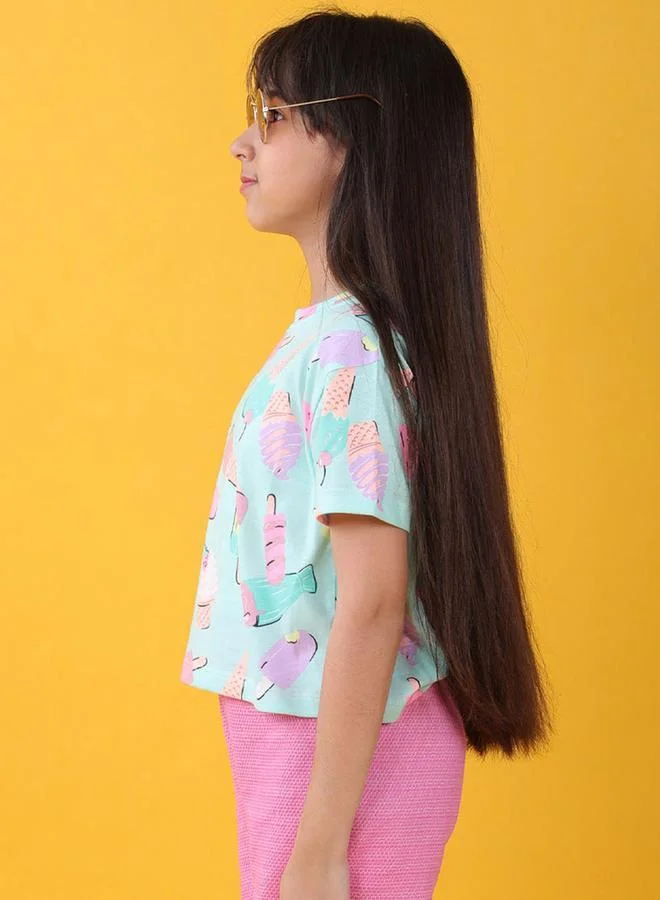 Anthrilo Ice Cream Print Round Neck T-Shirt by Styli