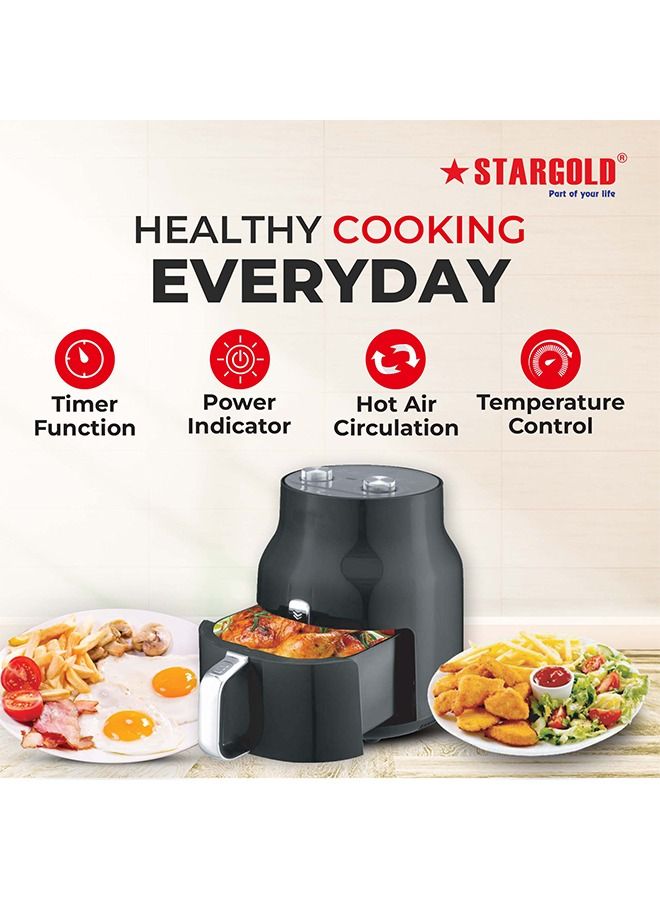 ستارجولد مقلاة هوائية سعة 4.5 لتر، مقلاة هوائية خالية من الزيت للطهي الصحي كل يوم، تقنية الهواء السريع 1500 واط، دوران الهواء الساخن، التحكم في درجة الحرارة، وظيفة مؤشر الطاقة، مقلاة - Image 2