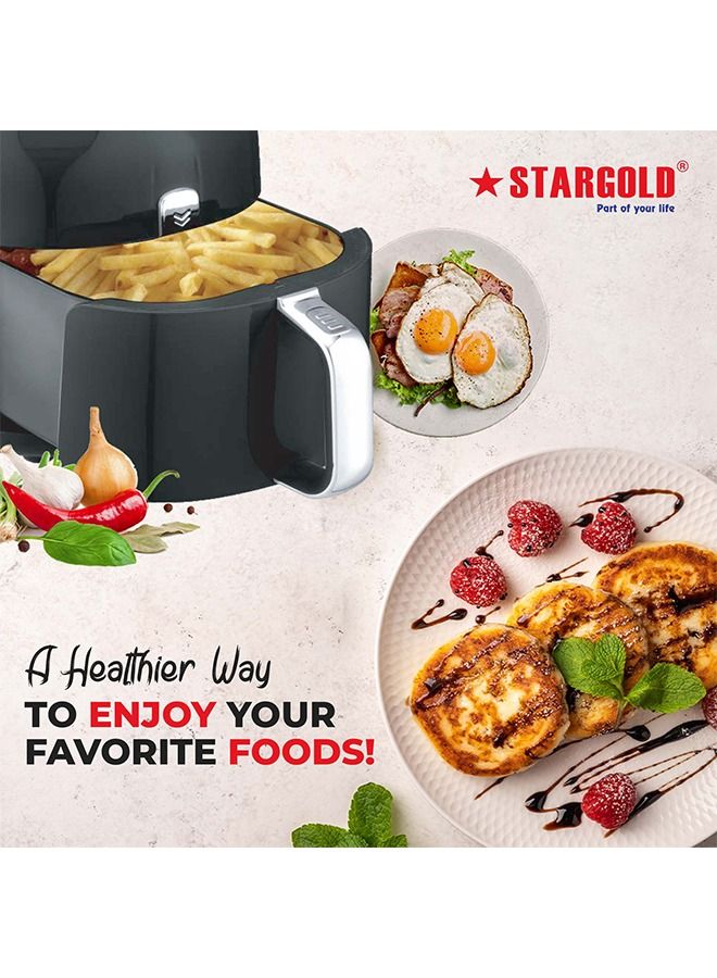 ستارجولد مقلاة هوائية سعة 4.5 لتر، مقلاة هوائية خالية من الزيت للطهي الصحي كل يوم، تقنية الهواء السريع 1500 واط، دوران الهواء الساخن، التحكم في درجة الحرارة، وظيفة مؤشر الطاقة، مقلاة - Image 3