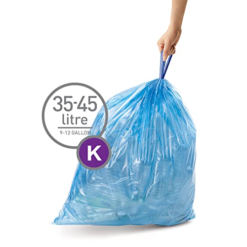 simplehuman Code K 60 Count, Genuine Custom Fit Liners, Drawstring Trash Bags in Dispenser Packs, 35-45 Liter / 9.2-12 Gallon, Blue - Image 2