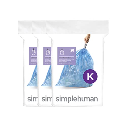 simplehuman Code K 60 Count, Genuine Custom Fit Liners, Drawstring Trash Bags in Dispenser Packs, 35-45 Liter / 9.2-12 Gallon, Blue - Image 5