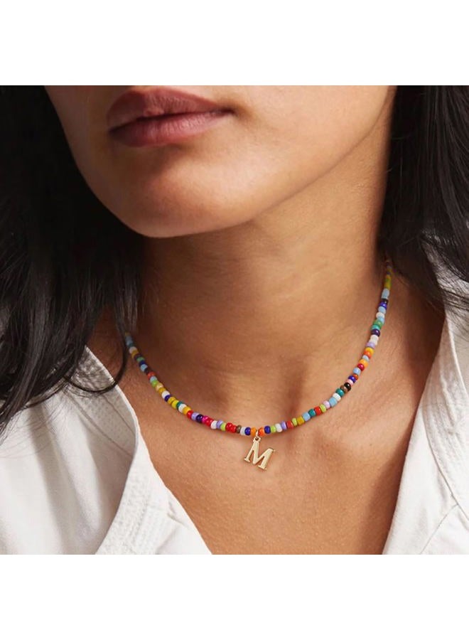 Yoosteel Christmas Gifts for Teen Girls Grandkids - Colorful Beaded Initial Necklace for Girls Jewelry A-Z Letter Choker Necklace Birthday Gifts Stocking Stuffers for Teenage Girl Women Gifts, 14 - Image 4