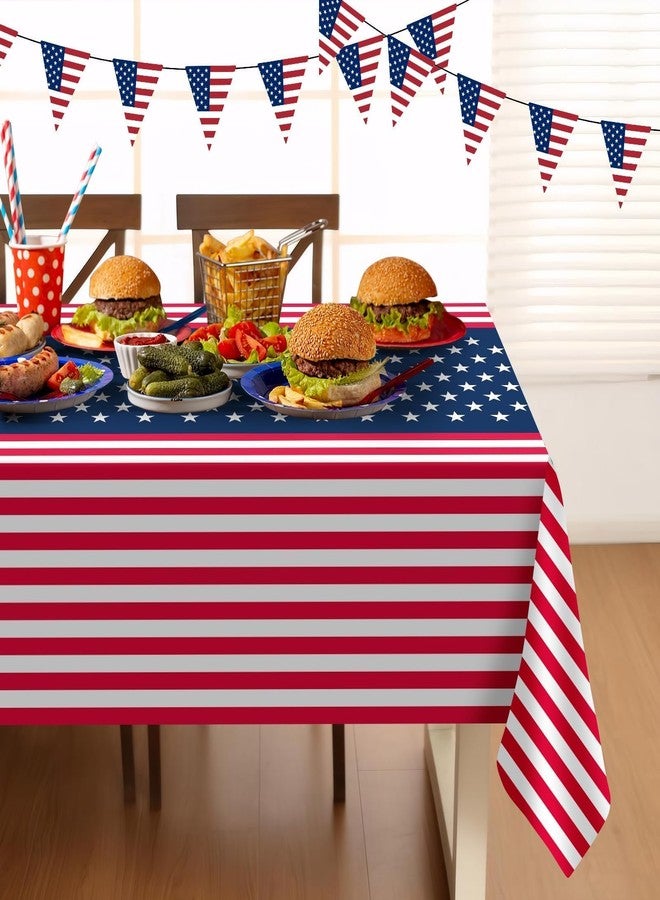 Childom 4th of July Tablecloth, American Flag Tablecloths, 2 Pack 54" x 108" Disposable Fourth of July decor Plastic Table Covers, 4th of July Decorations for Patriotic Party, Memorial ,Independence, Veterans - Image 5