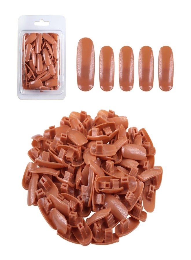 PANA USA Training Practice Tips - False Fake Nail Tips for Nail Manicure DIY Tech Nails Model Art Tools (Brown Tips) - Image 1