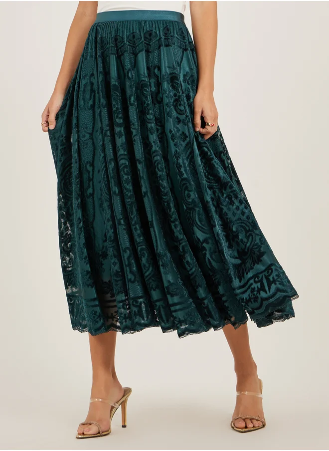 ستايلي Burnout Design A-Line Midi Skirt