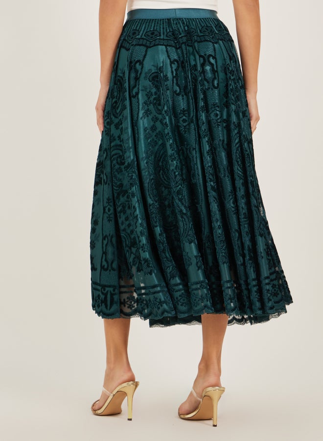 Styli Burnout Design A-Line Midi Skirt  - Image 4