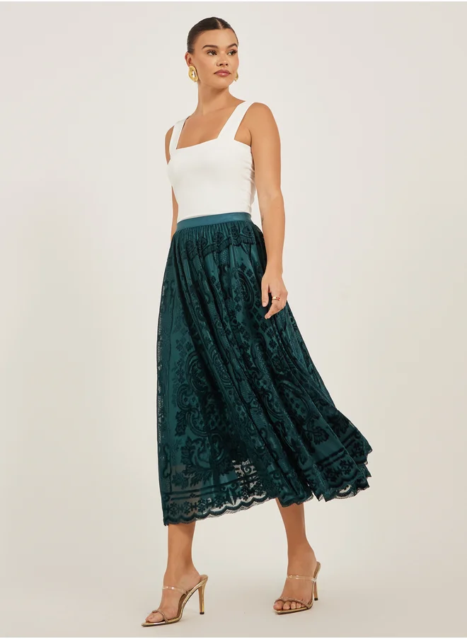 ستايلي Burnout Design A-Line Midi Skirt
