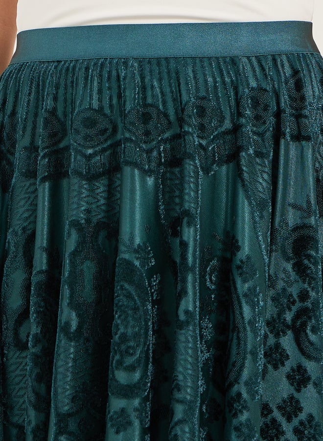 Styli Burnout Design A-Line Midi Skirt  - Image 3