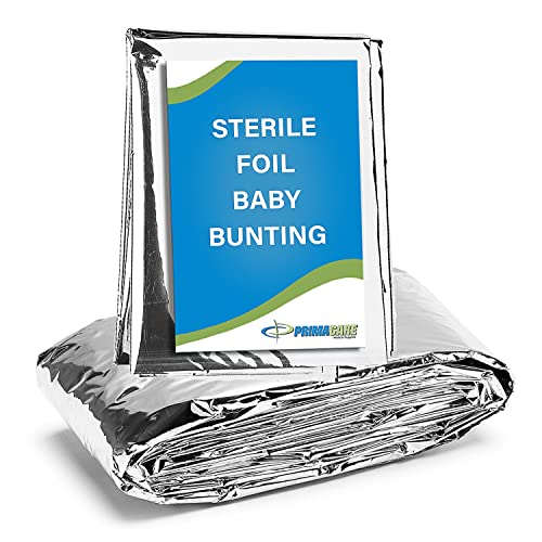 Primacare CS-6835 Sterile Foil Baby Bunting Blanket for Newborns and Infant, Disposable Emergency Heat Saving, 30" x 17" - Image 1