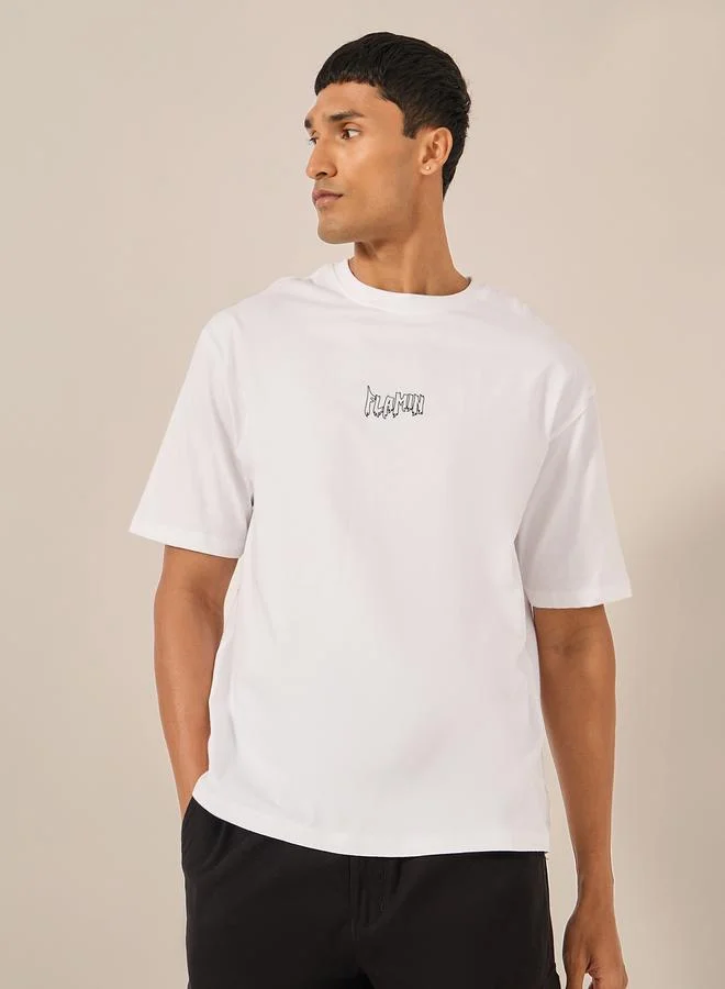 Styli Graphic Print Oversized Round Neck T-Shirt