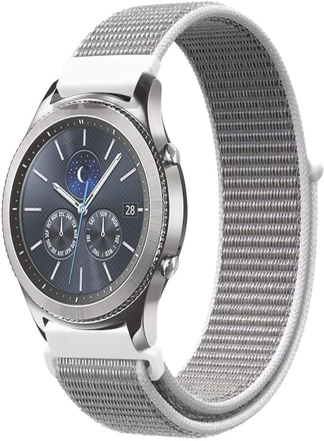 TREETOP for Huawei watch GT/ Galaxy Watch 46mm / Gear S3 Classic / Gear S3 Frontier bands, 22mm Nylon Sport Loop Hook Smartwatch Replacement Strap Bands with Adjustable Closure (Seashell)