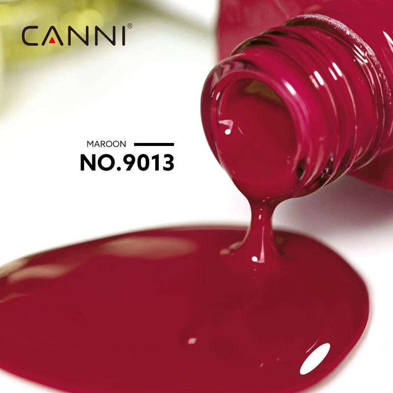 CANNI Red Gel Nail Polish, Dark Red Gel Polish Color High Gloss Soak Off U V Nail Manicure Salon DIY - Image 2