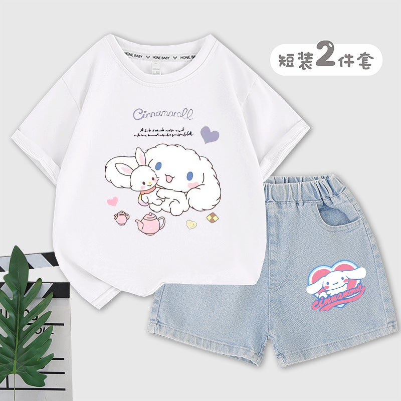 Yugui Dog Children'S Raglan Short Sleeve Shorts Suit Summer Girls Sports Shorts Summer Girls Summer Clothes - Image 4