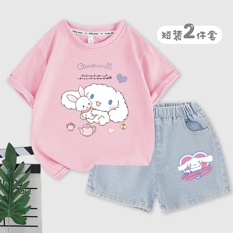 Yugui Dog Children'S Raglan Short Sleeve Shorts Suit Summer Girls Sports Shorts Summer Girls Summer Clothes - Image 3