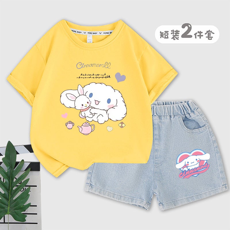 Yugui Dog Children'S Raglan Short Sleeve Shorts Suit Summer Girls Sports Shorts Summer Girls Summer Clothes - Image 5