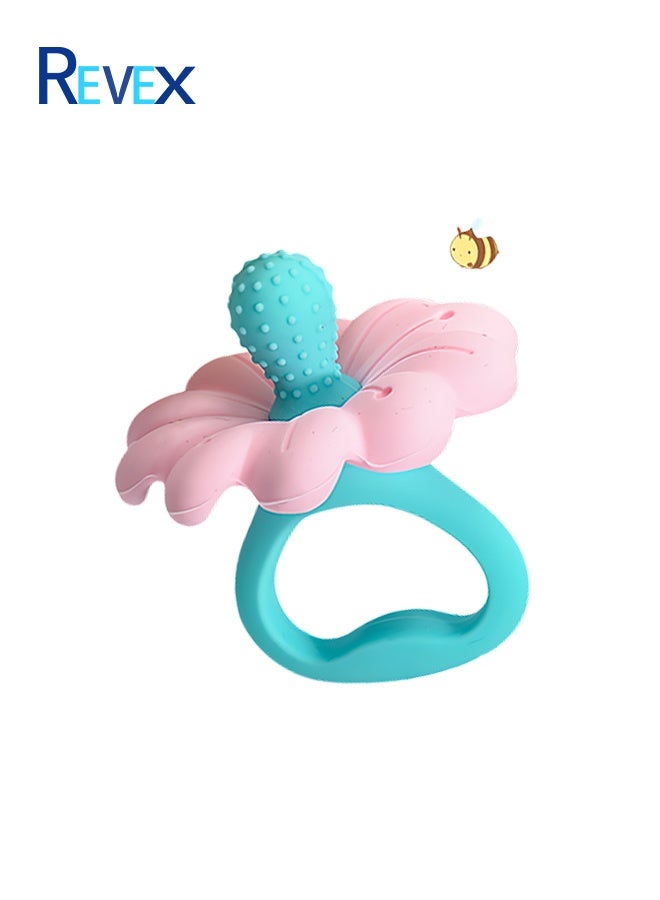 REVEX Baby Teething Toys for 0-6 6-12 Month, 100% Food Grade Silicone Teether Ring, Flower Baby Chew Toy  - Image 3