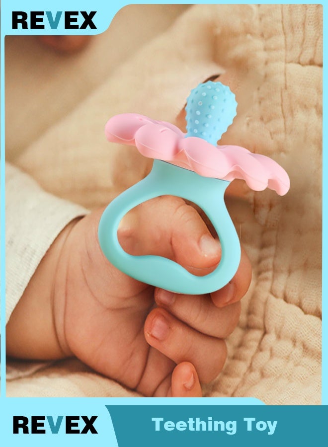 REVEX Baby Teething Toys for 0-6 6-12 Month, 100% Food Grade Silicone Teether Ring, Flower Baby Chew Toy - Image 1