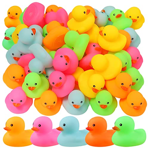 EKisemio 50 Pack Multicolor Mini Rubber Duck Bath Toy Colored Little Ducks - Image 1