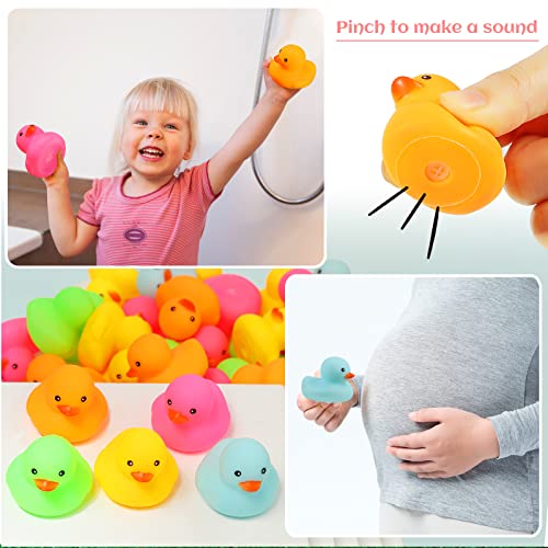 EKisemio 50 Pack Multicolor Mini Rubber Duck Bath Toy Colored Little Ducks - Image 3