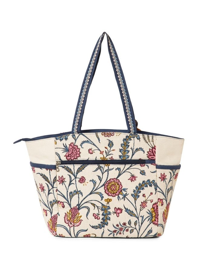 Anekaant Petal Posh Multicolour Embroidered Tote | Women’s Trendy Shoulder Bag with Tassels | Large Canvas Handbag for Office, Shopping & Travel - Image 5