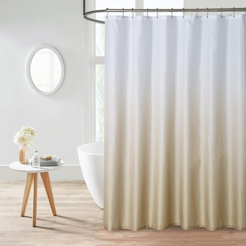 YOSTEV Gold Ombre Shower Curtains for BathroomGold White Fabric Gradient Shower CurtainTextured Fabric Waterproof Bath Decorative Accessories72x72inchStandard Size