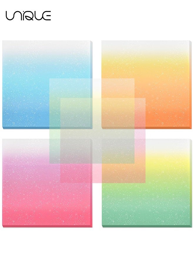 Unique 200 Sheets Glitter Transparent Sticky Notes, 3 x 3 Clear Memo Pads, Translucent Self-Stick Note, See Through Self-Adhesive Note for Stationery Markers Office Message Sticky Notes (Gradient Color) - Image 1