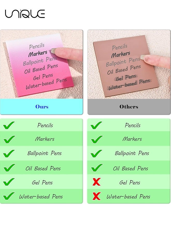 Unique 200 Sheets Glitter Transparent Sticky Notes, 3 x 3 Clear Memo Pads, Translucent Self-Stick Note, See Through Self-Adhesive Note for Stationery Markers Office Message Sticky Notes (Gradient Color) - Image 4