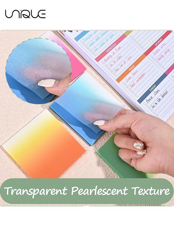 Unique 200 Sheets Glitter Transparent Sticky Notes, 3 x 3 Clear Memo Pads, Translucent Self-Stick Note, See Through Self-Adhesive Note for Stationery Markers Office Message Sticky Notes (Gradient Color) - Image 5
