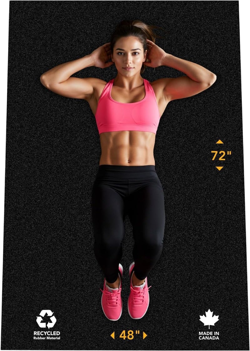 Dinoflex Rubber King Multi-Purpose Exercise Mat - 4' x 6' x 3mm - 100% Recycled Thick Rubber Mat for Home Gym Flooring, Non-Slip, Low-Odor Durable Workout Mat for Indoor/Outdoor, Shoe-Friendly - Black - Image 1