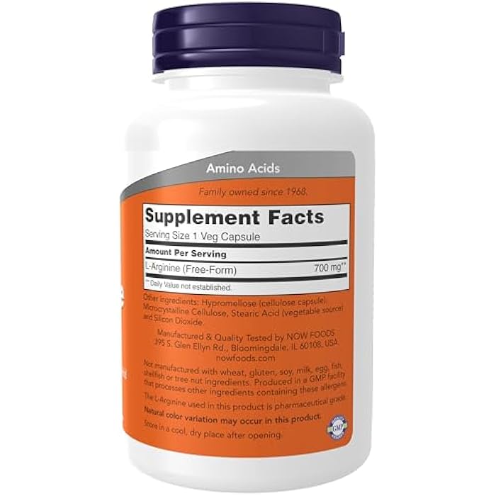 now Supplements, L-Arginine 700 mg, Nitric Oxide Precursor*, Amino Acid, 180 Veg Capsules - Image 2