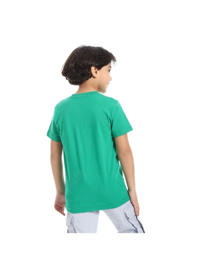 Andora Round Neck Printed Short Sleeve Boy T-shirt_Turquoise - Image 5