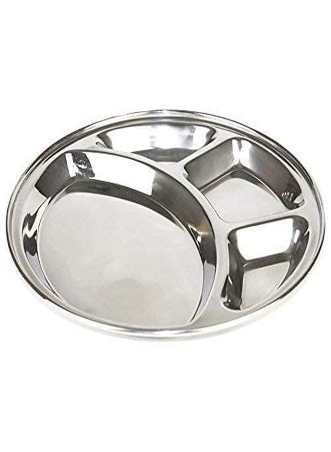 DECODESI Stainless Steel Round Lunch/Dinner Plate/Bhojan Thali 4 in 1 Compartments (Pack of 1) - Image 1