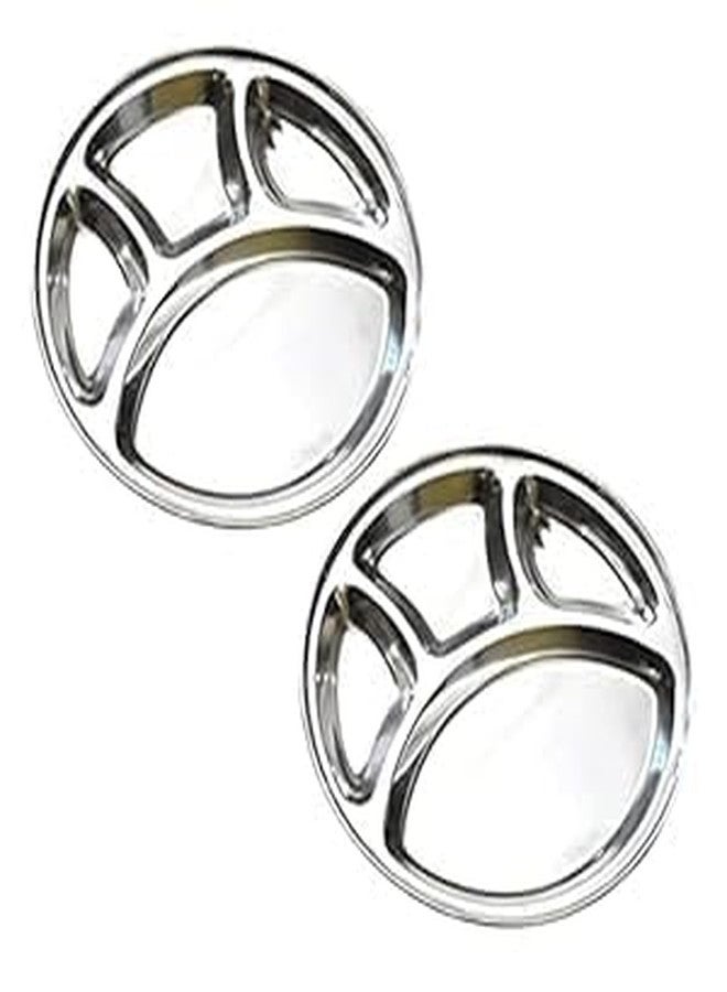 DECODESI Stainless Steel Round Lunch/Dinner Plate/Bhojan Thali 4 in 1 Compartments (Pack of 1) - Image 2