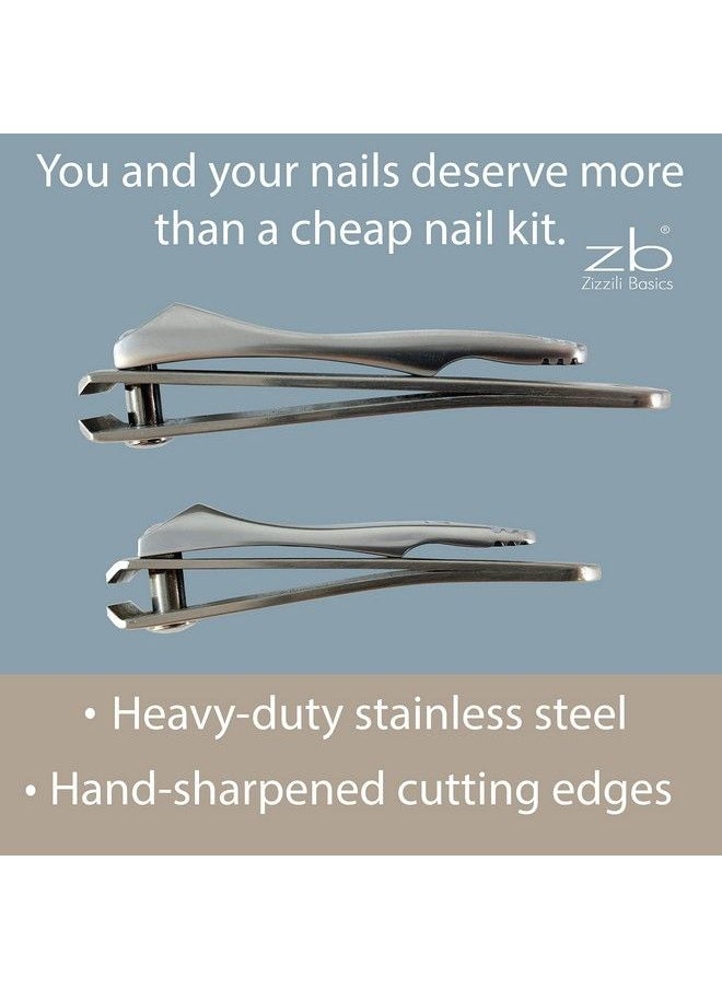Zizzili Basics - Nail Clippers By Zizzili Basics 3 Piece Nail Clipper Set Stainless Steel Fingernail & Toenail Clippers With Nail File And Brown Travel Case Best Nail Care For Men Women Manicure & Pedicure - Image 1