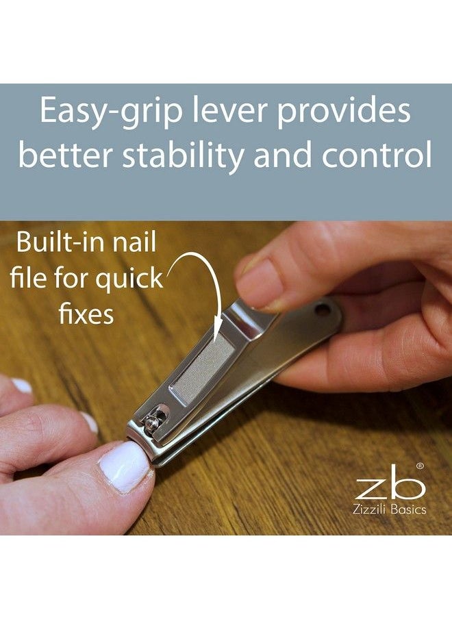 Zizzili Basics - Nail Clippers By Zizzili Basics 3 Piece Nail Clipper Set Stainless Steel Fingernail & Toenail Clippers With Nail File And Brown Travel Case Best Nail Care For Men Women Manicure & Pedicure - Image 1