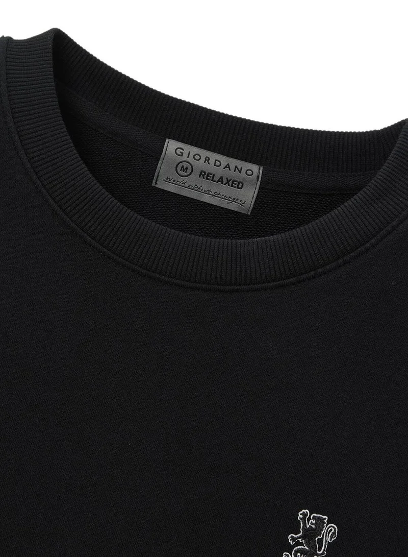 GIORDANO Men’s French Terry Crew Neck Relaxed Fit Sweatshirt