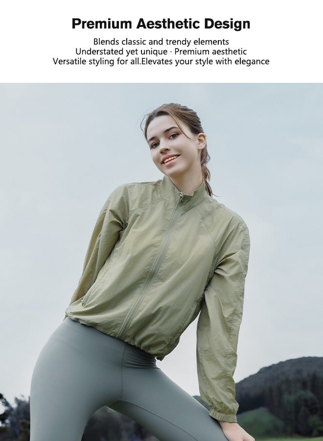 Sunnaltree UPF 50+ UV Sun Protection Clothing for Women, Lightweight Sun Protection Ice Silk Clothing Long Sleeve Hoodie Sun Shirt, Summer Elastic Quick Dry Sun Shirts Full Zipper Fishing Jacket - Image 2