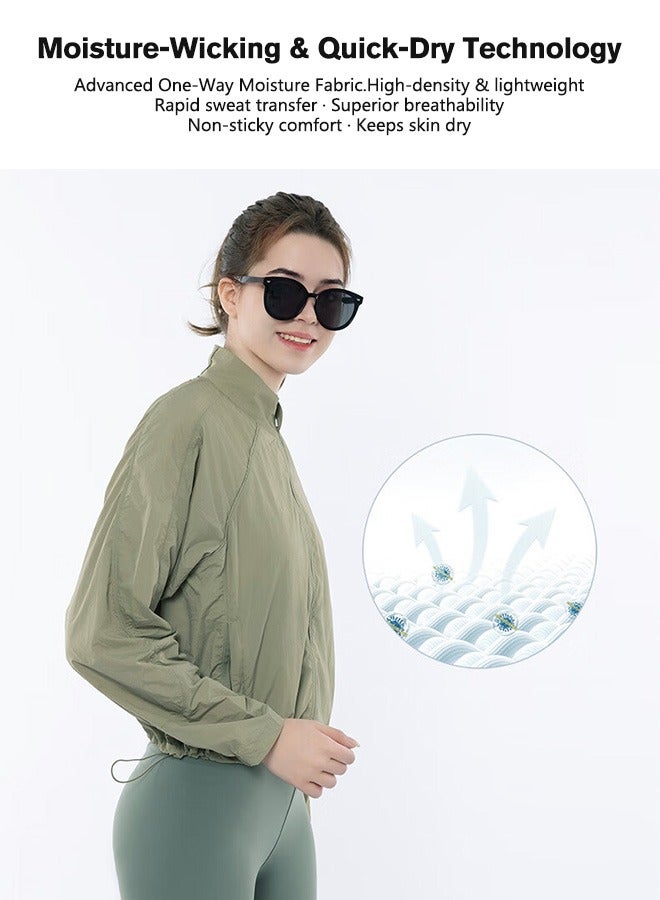 Sunnaltree UPF 50+ UV Sun Protection Clothing for Women, Lightweight Sun Protection Ice Silk Clothing Long Sleeve Hoodie Sun Shirt, Summer Elastic Quick Dry Sun Shirts Full Zipper Fishing Jacket - Image 4