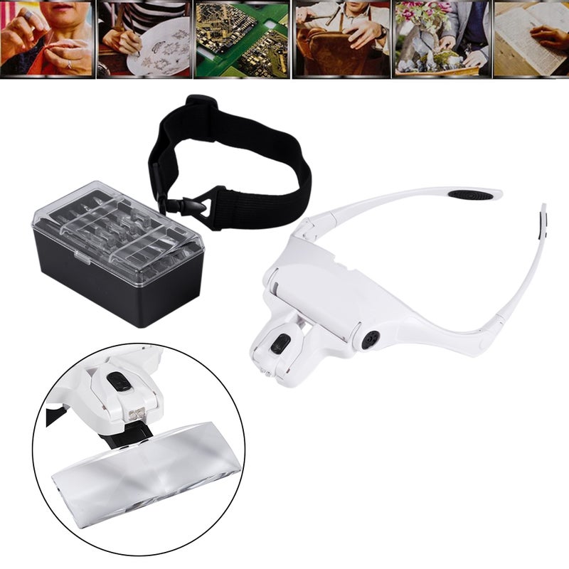 New 5 Lens Headset Magnifier With LED Lights Hand Free Magnifying Glass Eyelash Extension - Image 5
