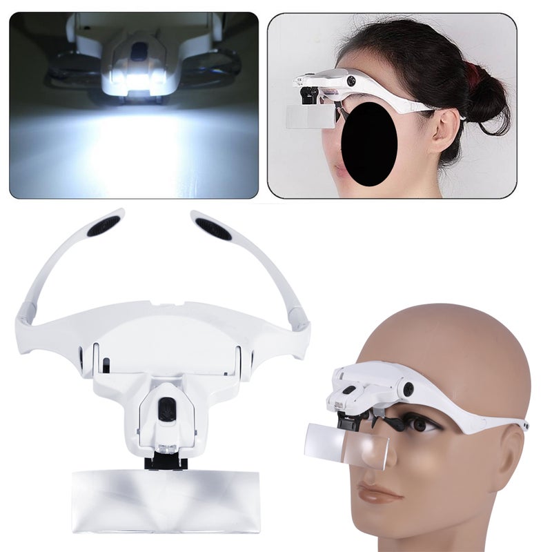 New 5 Lens Headset Magnifier With LED Lights Hand Free Magnifying Glass Eyelash Extension - Image 3