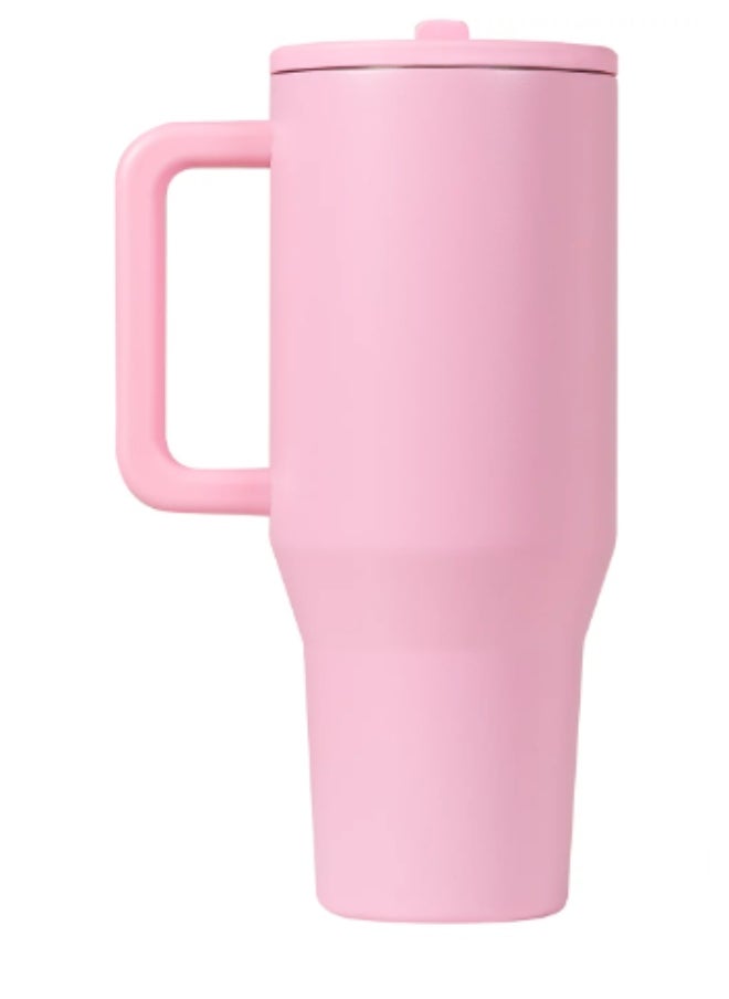 32oz (1L) Insulated Stainless Steel Water Bottle with Handle & Straw - HydroJug-Style Leakproof, BPA-Free, Keeps Cold 24H/Ice 12H - Gym, Travel, Office (Pink)