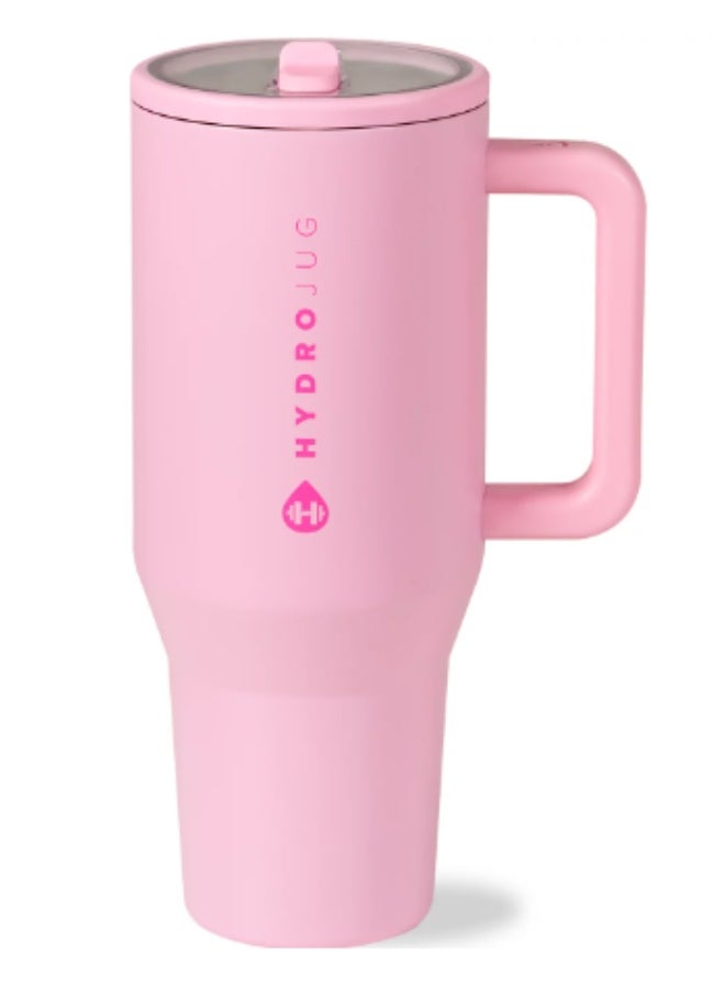 32oz (1L) Insulated Stainless Steel Water Bottle with Handle & Straw - HydroJug-Style Leakproof, BPA-Free, Keeps Cold 24H/Ice 12H - Gym, Travel, Office (Pink)