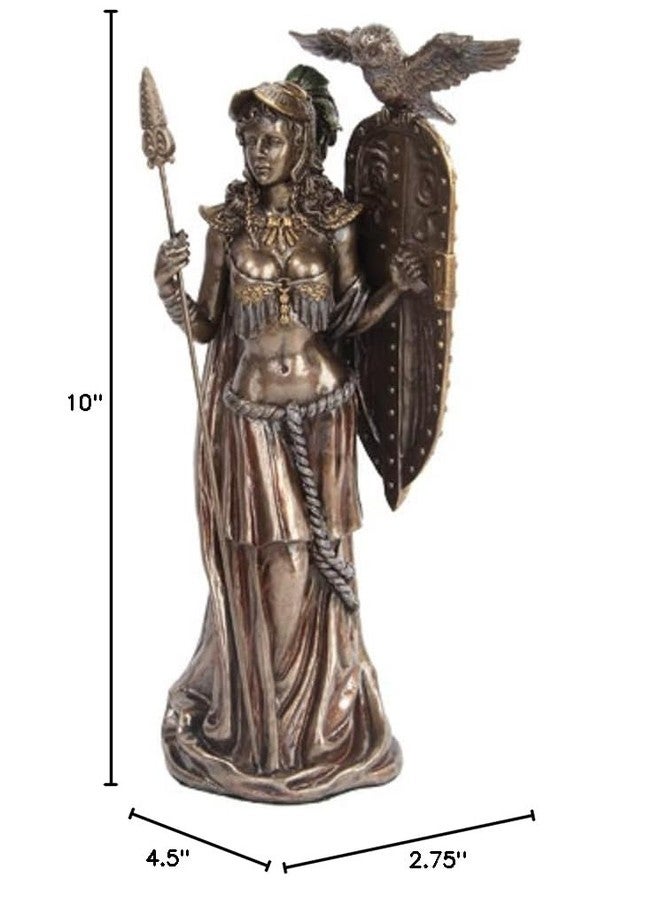 PTC 10 Inch Bronze Colored Athena Figurine Holding Shield with Owl - Image 2