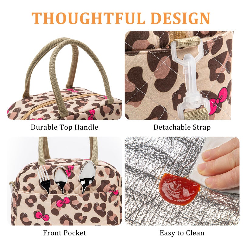MEXS Lunch Bag for Women Reusable Lunch Box Quilted Puffer Large Capacity Insulated Cooler Tote Bags Work Travel Picnic - Image 4