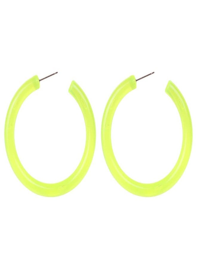 YangQian 80s Earrings Accessories for Women Retro Colored Neon Hoop Earrings for Women Green Big Hoop Earrings for Halloween 80s Party Neon Costume Accessories - Image 1